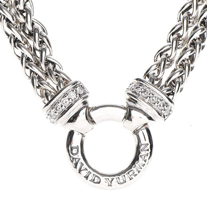 David Yurman Sterling Silver Diamond 18mm Double Wheat Chain Necklace 4 of 6