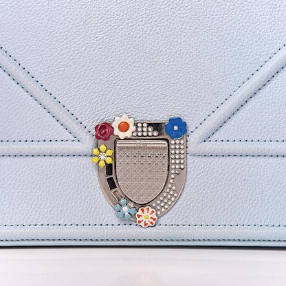 Christian Dior Grained Calfskin Crystal Floral Diorama Flap Bag Sky Light 16 of 16