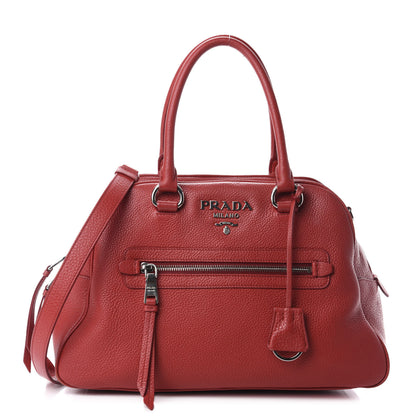 Prada Vitello Daino Satchel Rosso 1 of 9