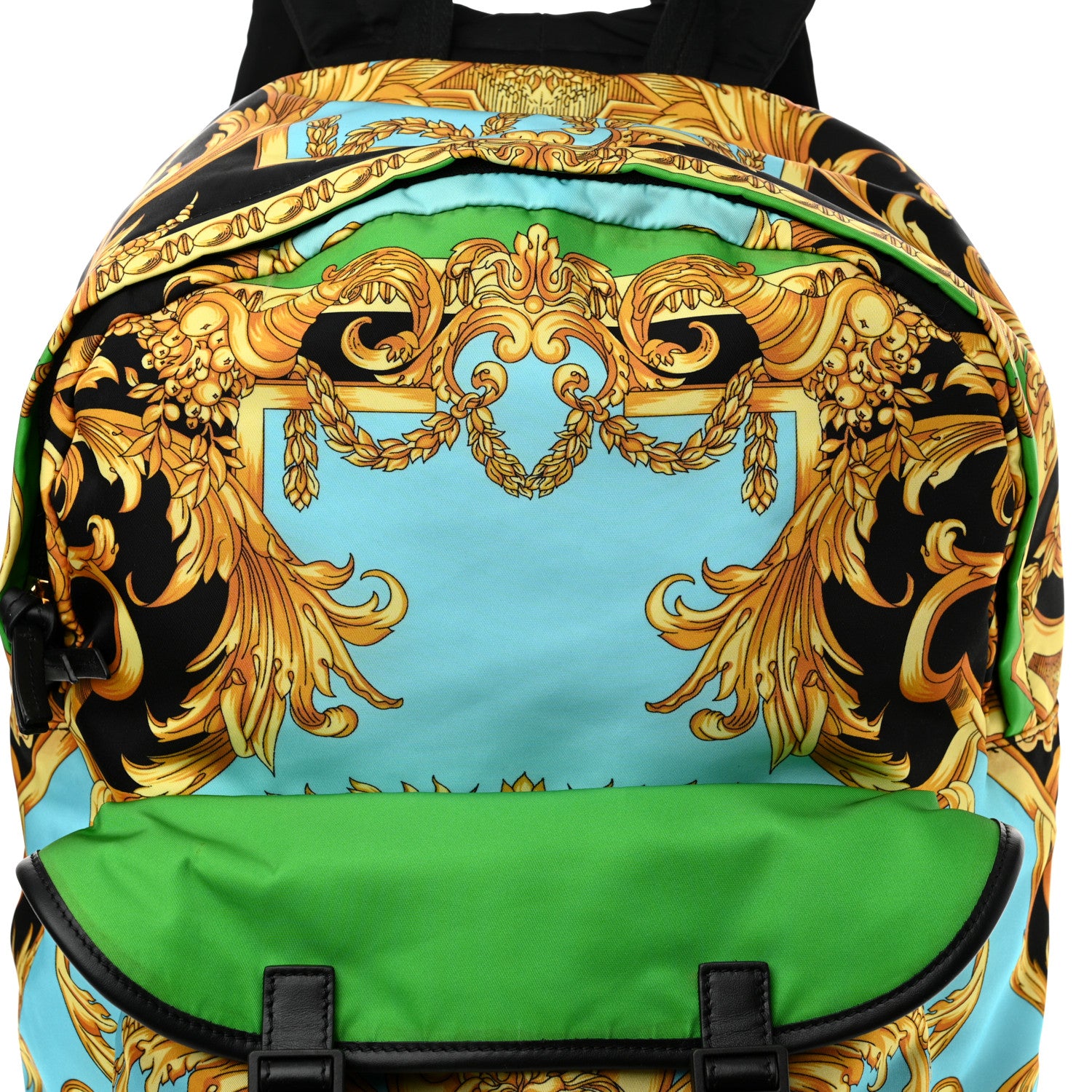 Versace Nylon Barocco Signature Print Backpack Blue Multicolor 7 of 10