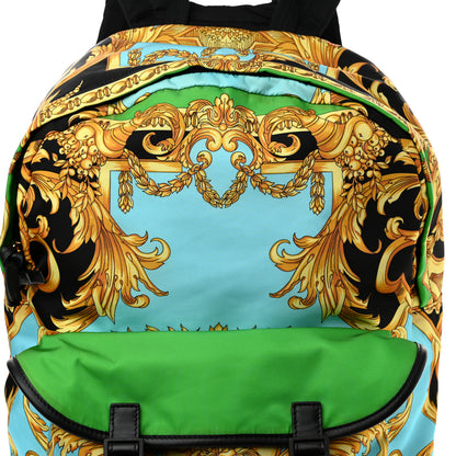Versace Nylon Barocco Signature Print Backpack Blue Multicolor 7 of 10