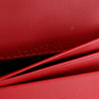 Gucci Calfskin Matelasse GG Marmont Card Case Wallet Hibiscus Red 7 of 8