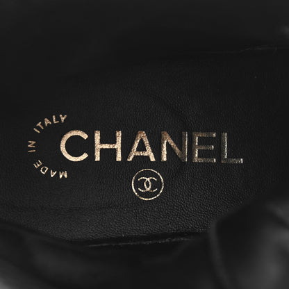 Chanel Shiny Lambskin Quilted Lace Up Combat Boots 38 Black 6 of 8