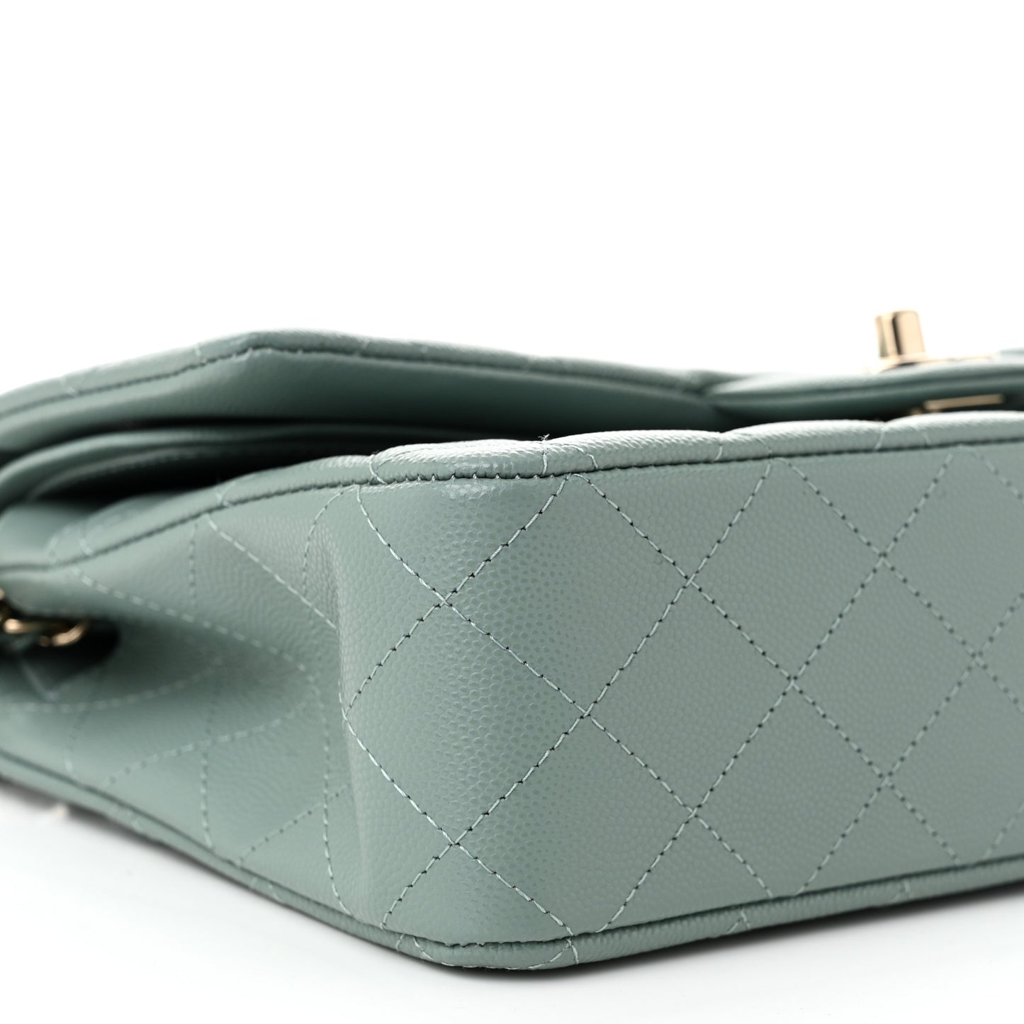 Caviar Quilted Medium Double Flap Dark Green