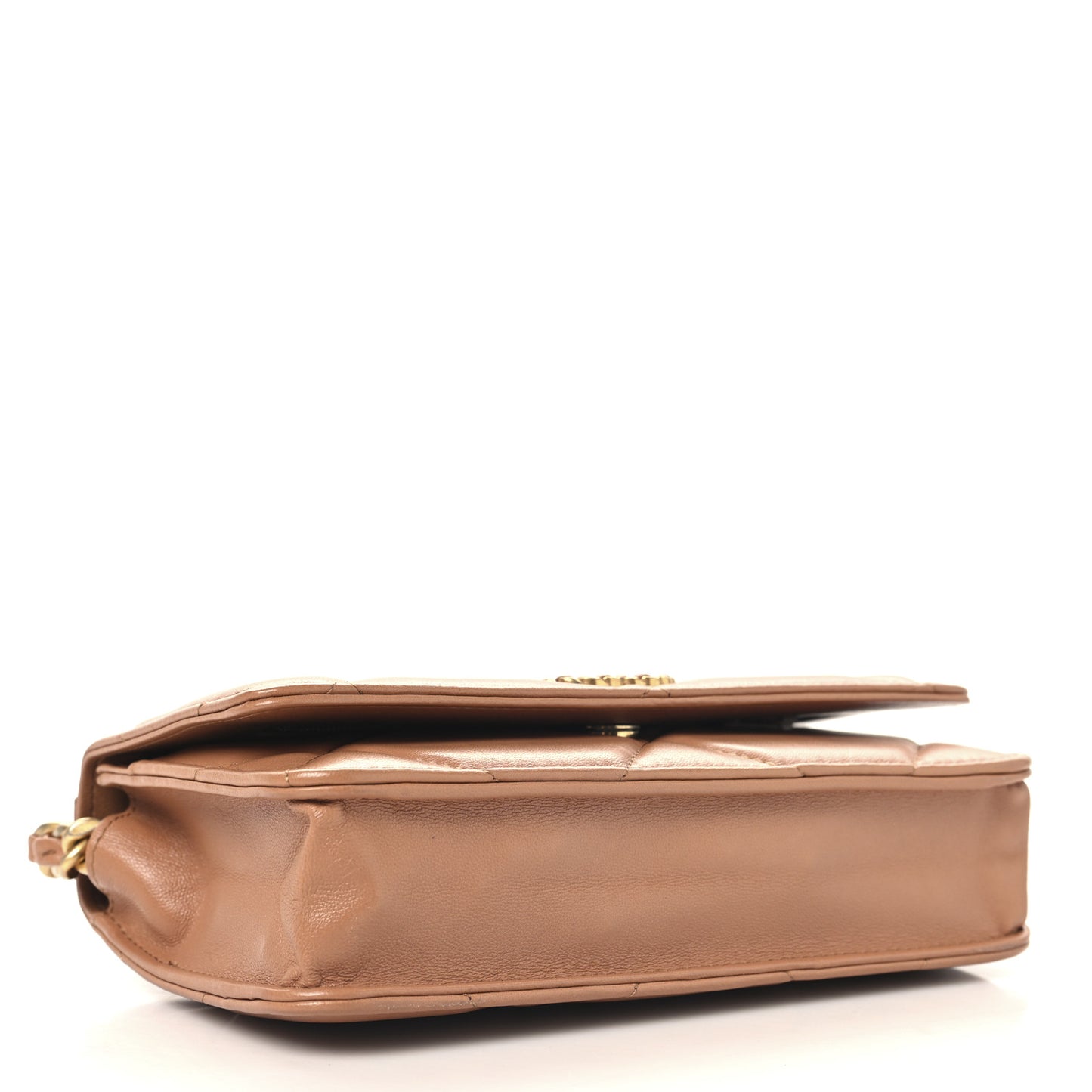 Lambskin Quilted Chanel 19 Wallet On Chain WOC Brown