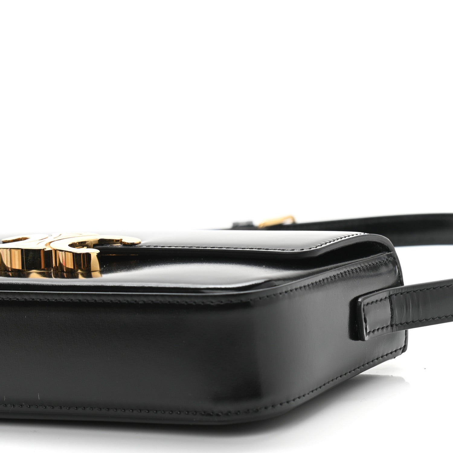 Celine Shiny Calfskin Triomphe Shoulder Bag Black 10 of 10