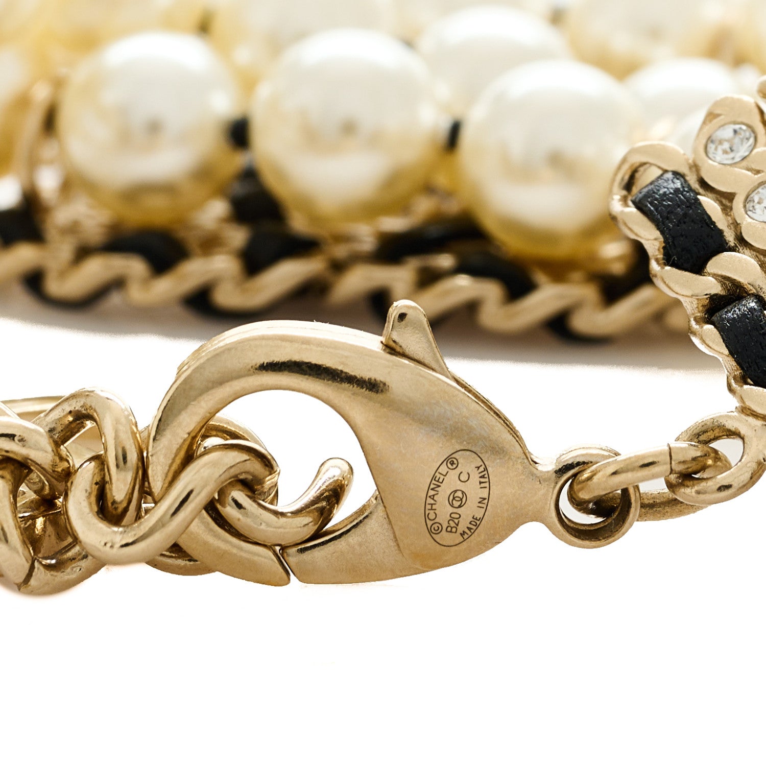 Chanel Lambskin Pearl Crystal Multistrand CC Bracelet 3 of 4