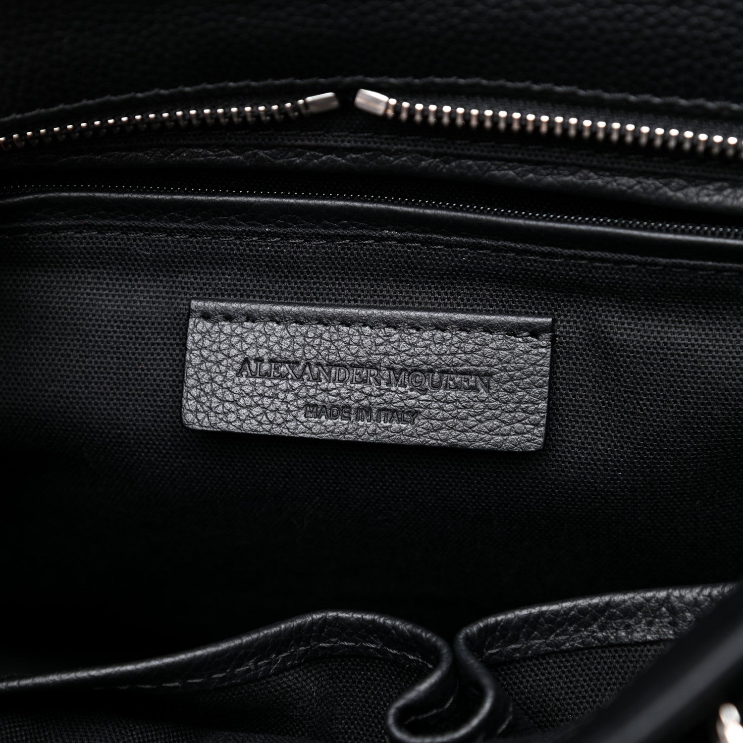 Alexander McQueen Pebbled Calfskin Small Skull Padlock Zip Around Tote Black 6 of 12