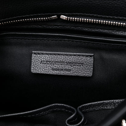 Alexander McQueen Pebbled Calfskin Small Skull Padlock Zip Around Tote Black 6 of 12