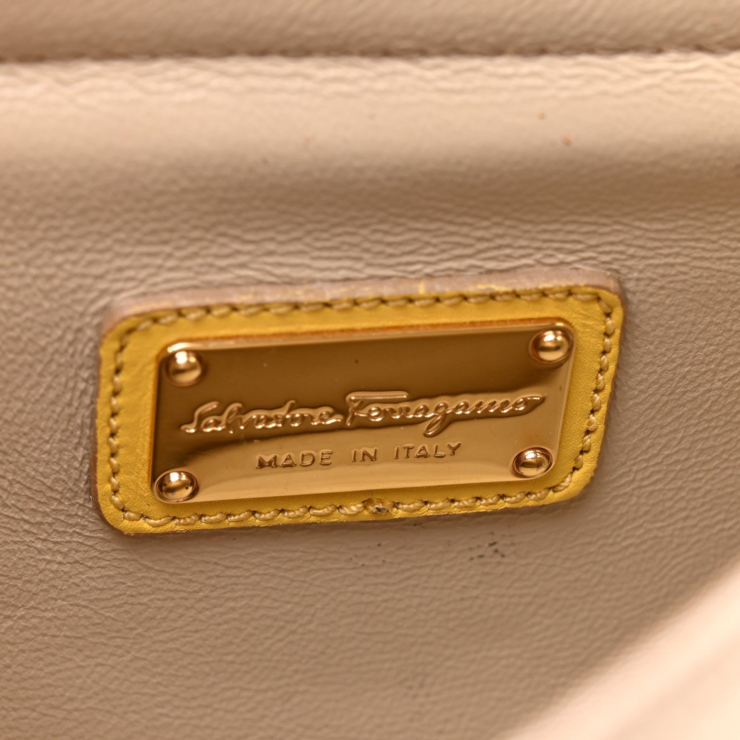 Salvatore Ferragamo Calfskin Sofia Shoulder Bag Beige Multicolor 6 of 15