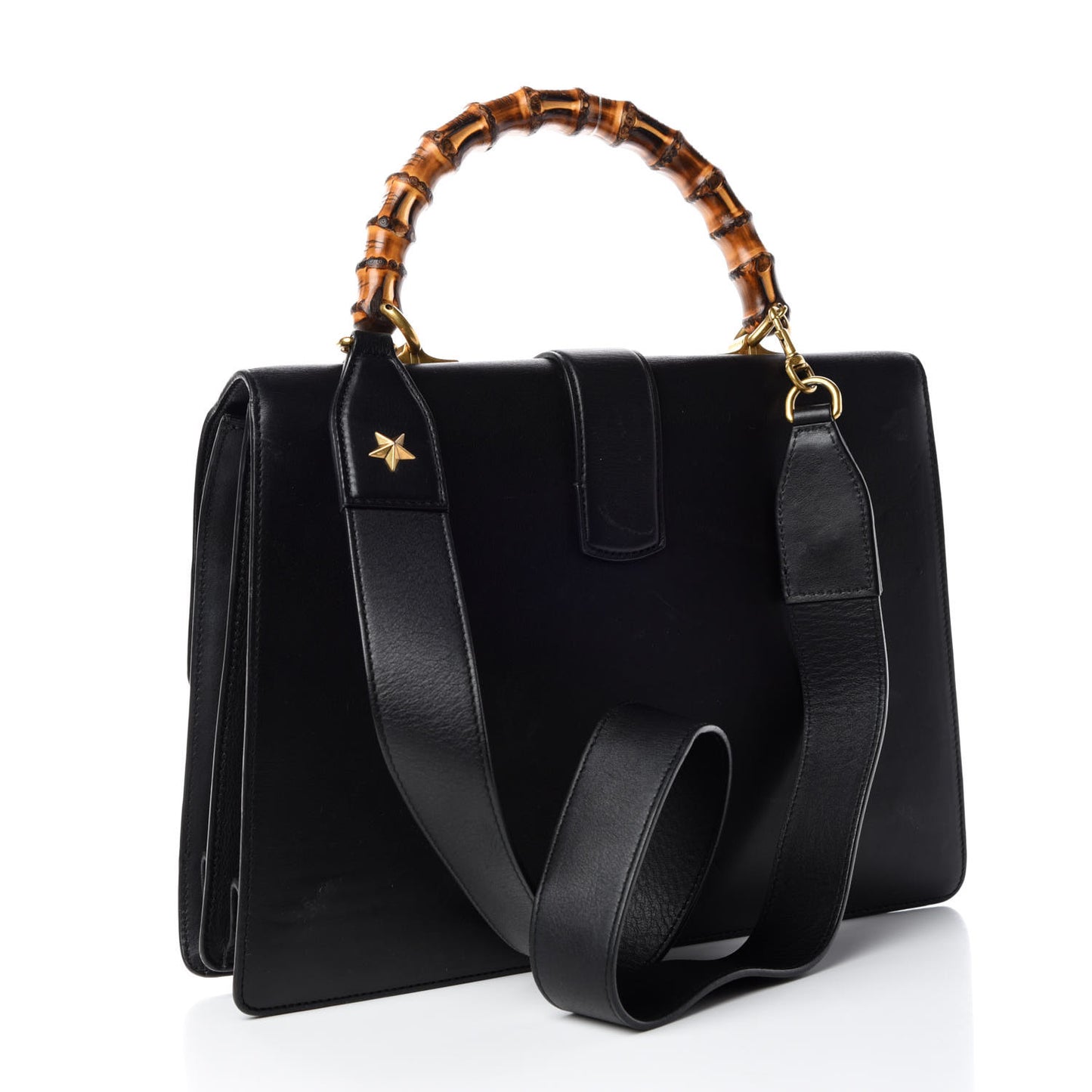 Calfskin Bamboo Web Large Dionysus Top Handle Bag Black Bright Evergreen Hibiscus Red
