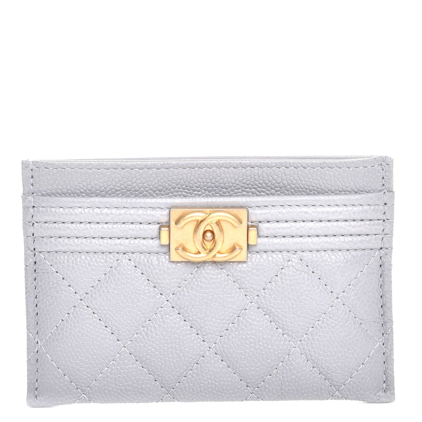 Caviar Quilted Boy Card Holder Grey