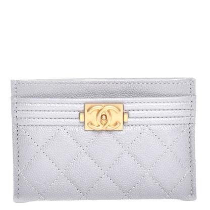 Chanel Caviar Quilted Boy Card Holder Grey 1 of 9