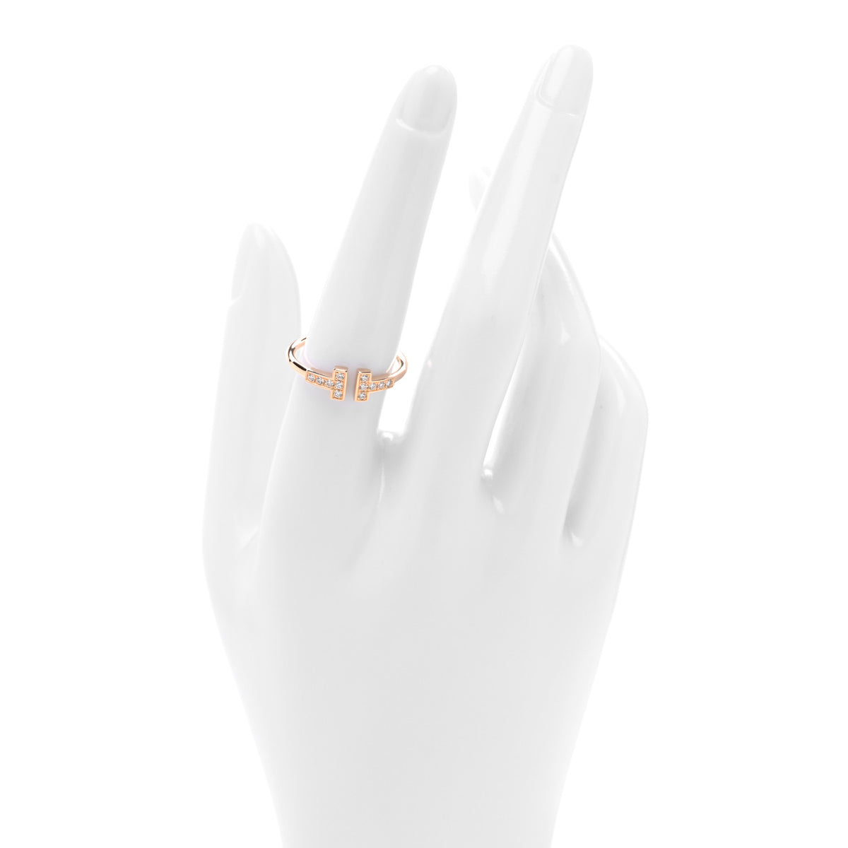 Tiffany 18K Rose Gold Diamond T Wire Ring 56 7.75 2 of 4