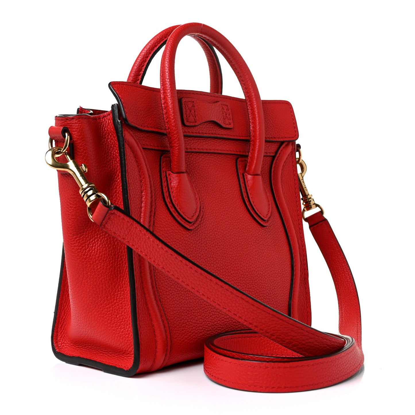 Drummed Calfskin Nano Luggage Red