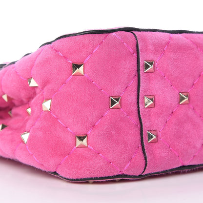 Valentino Garavani Suede Medium Rockstud Spike Shoulder Bag Bright Fuxia 8 of 10