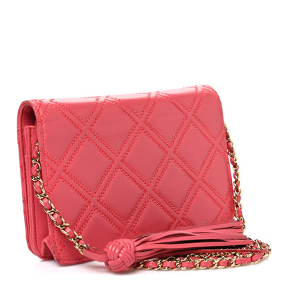 Chanel Lambskin Quilted Double Stitch Tassel Wallet On Chain WOC Pink 3 of 11