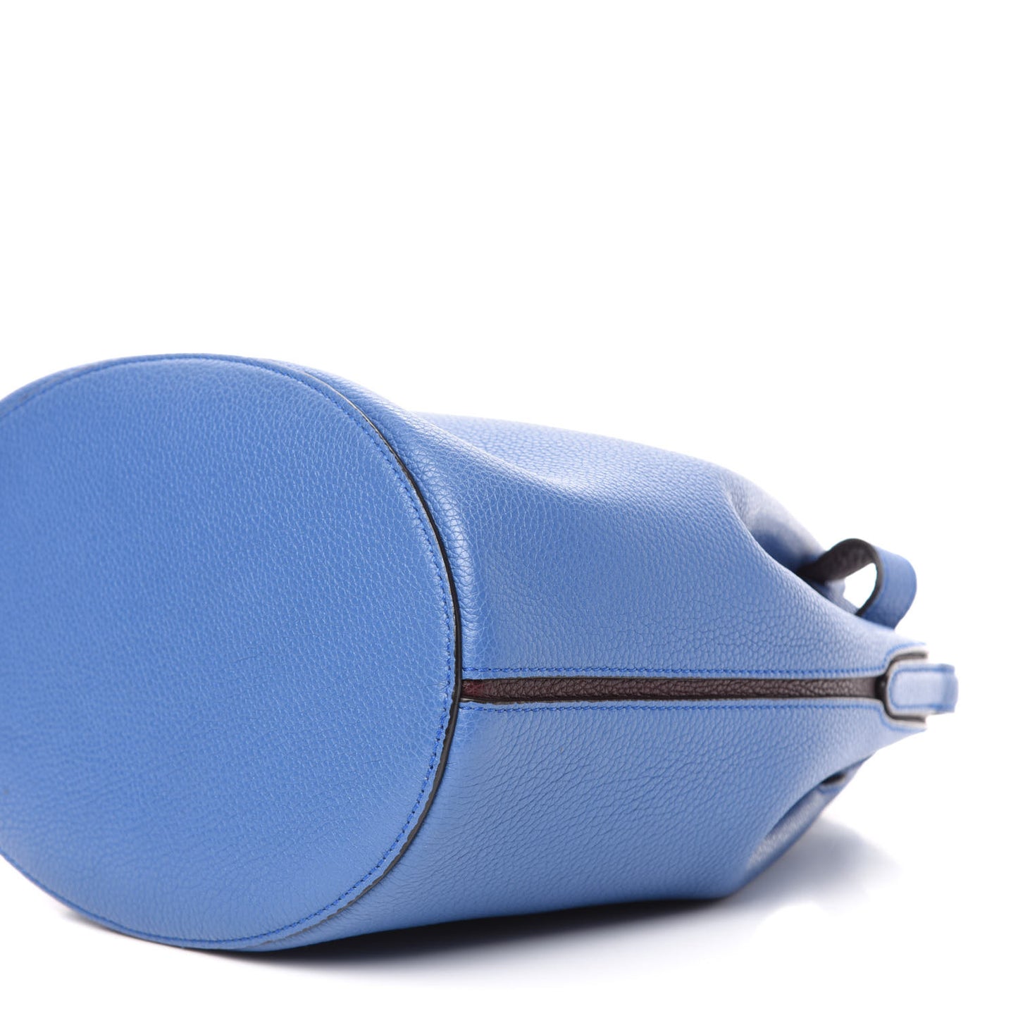 Small Classic Grain Calfskin Abbey Bucket Bag Porcelain Blue Oxblood