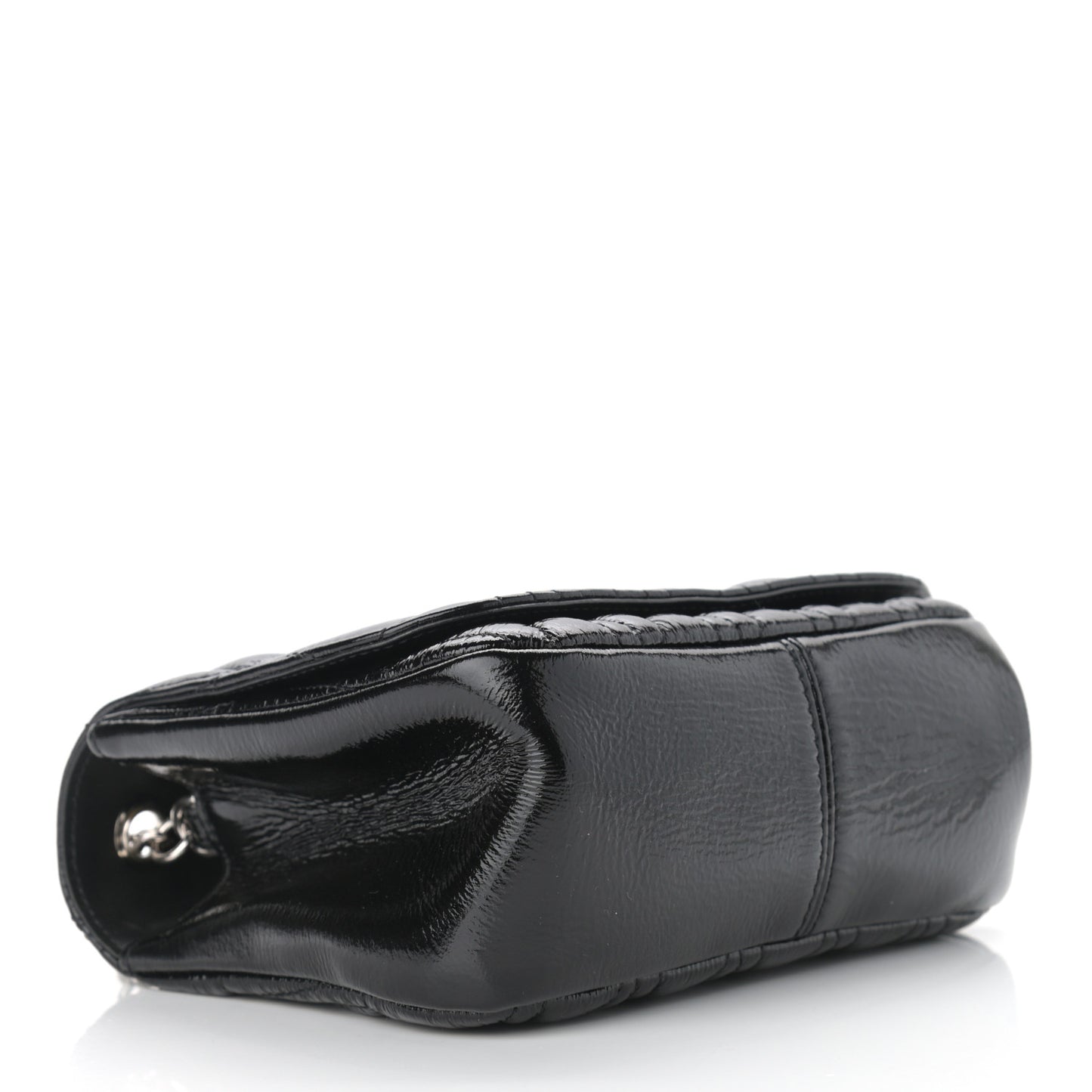 Patent Nappa Quilted Virtus Shoulder Bag Black