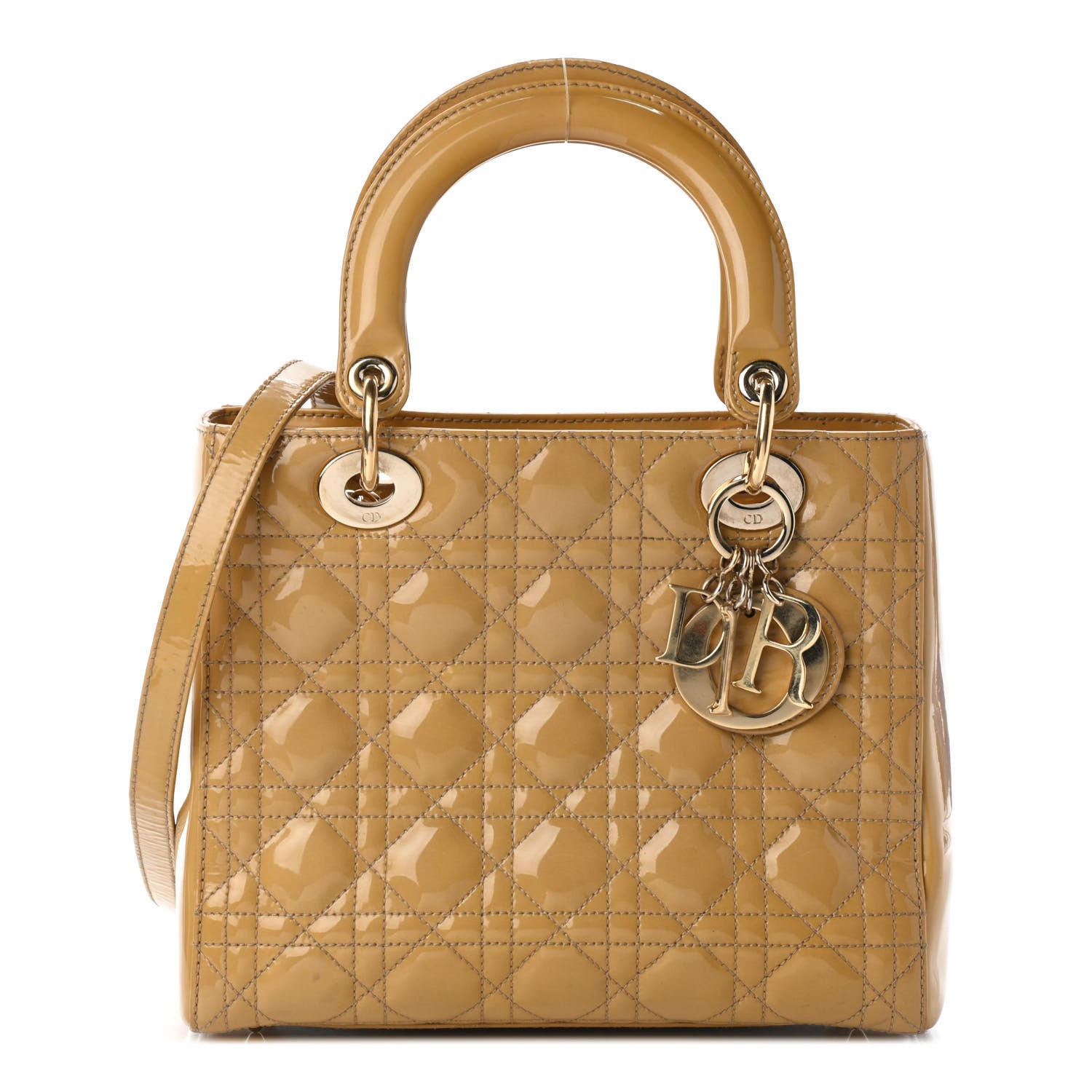 Christian Dior Patent Cannage Medium Lady Dior Beige 1 of 10