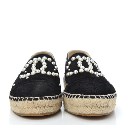 Chanel Suede Pearl CC Espadrilles 39 Black 2 of 10