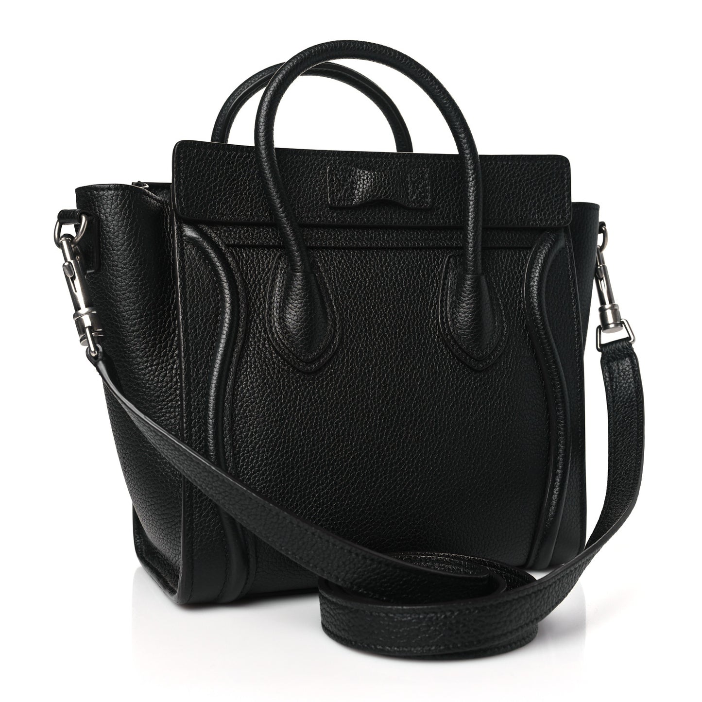 Drummed Calfskin Nano Luggage Black