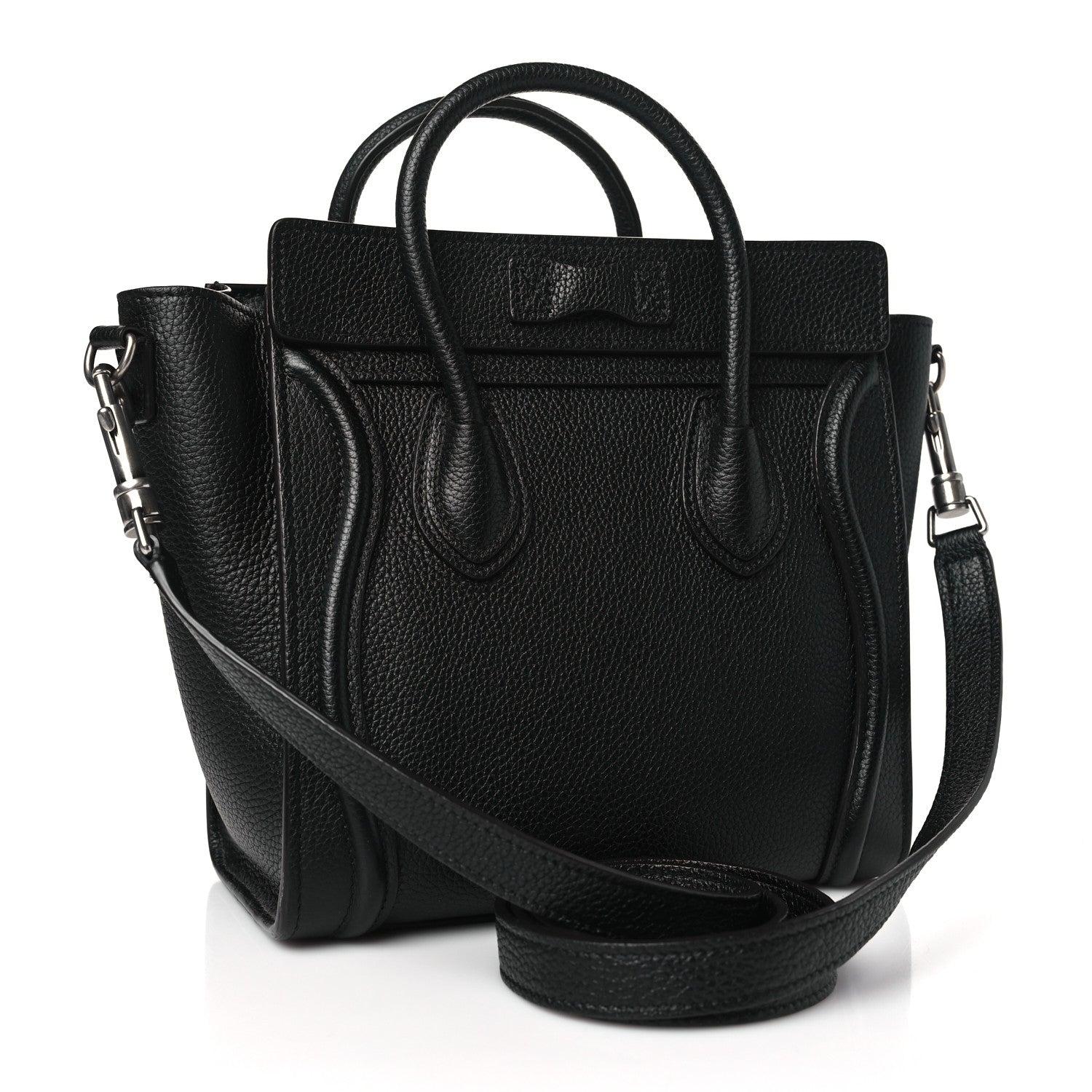 Celine Drummed Calfskin Nano Luggage Black 3 of 10