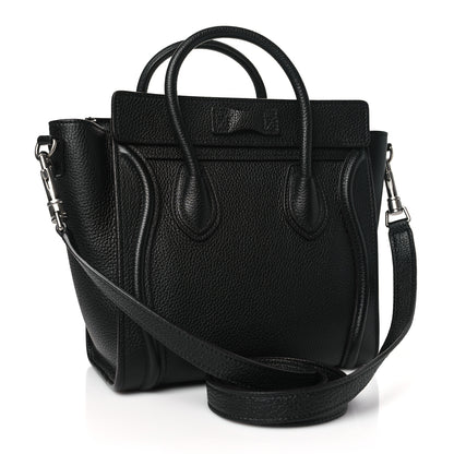 Celine Drummed Calfskin Nano Luggage Black 3 of 10
