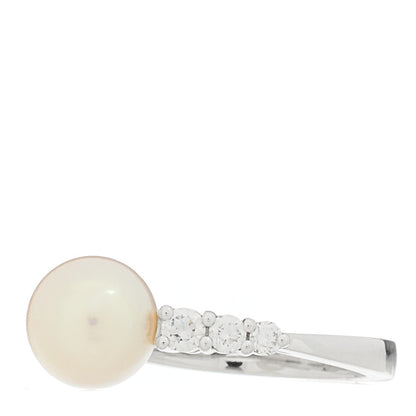 Mikimoto 18K White Gold Diamond Akoya Cultured Pearl 8-8.5mm Morning Dew Ring 53 6.5 3 of 6