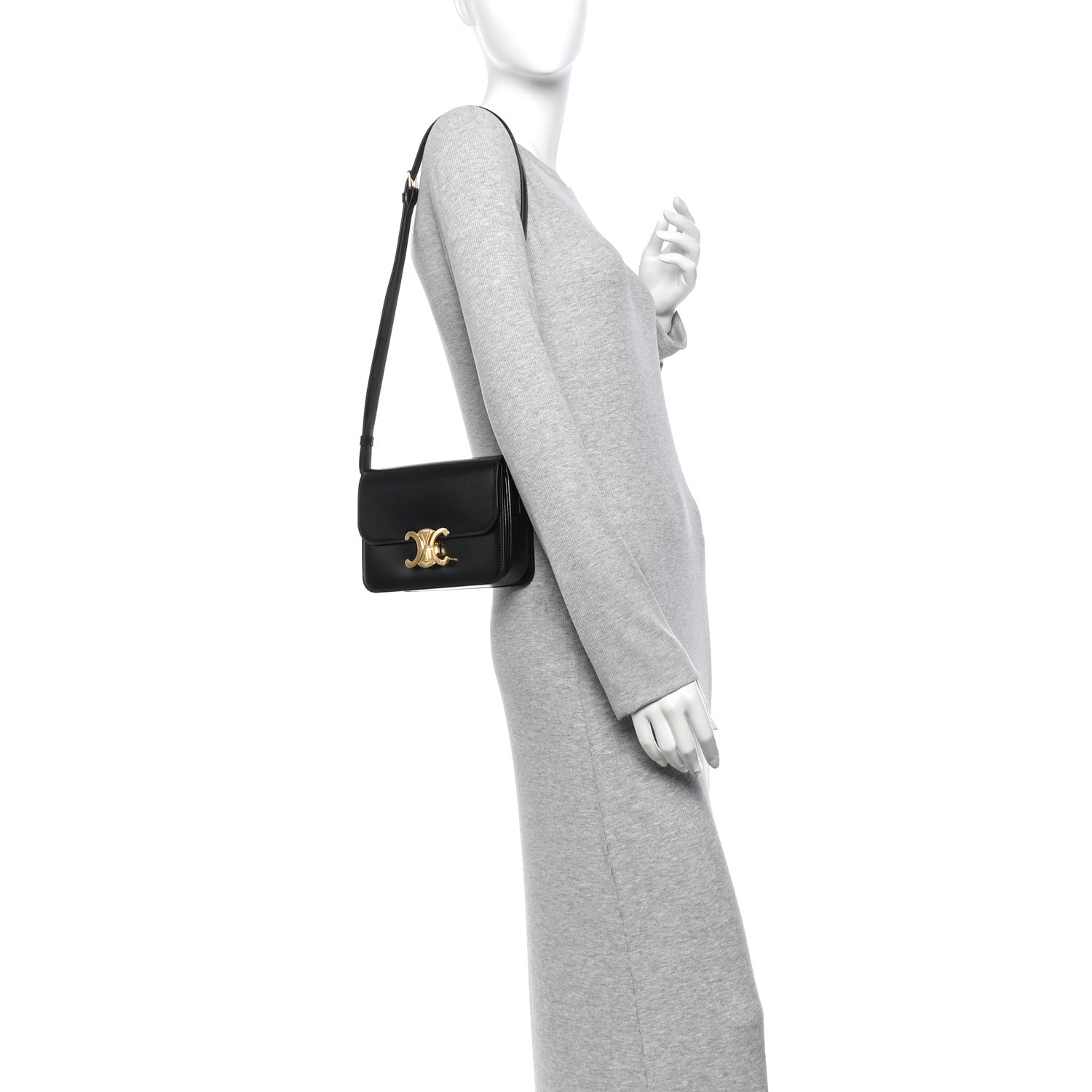 Celine Shiny Calfskin Teen Triomphe Black 2 of 12