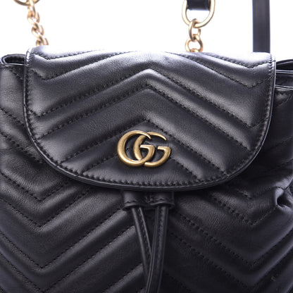 Gucci Calfskin Matelasse GG Marmont Flap Backpack Black 9 of 9