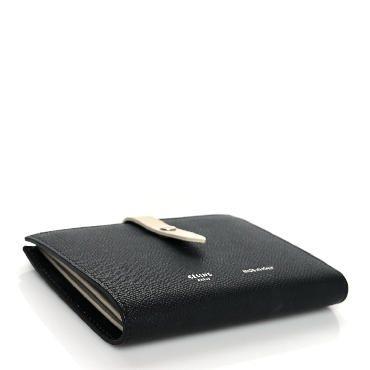 Grained Calfskin Medium Multifunction Strap Wallet Black Chalk