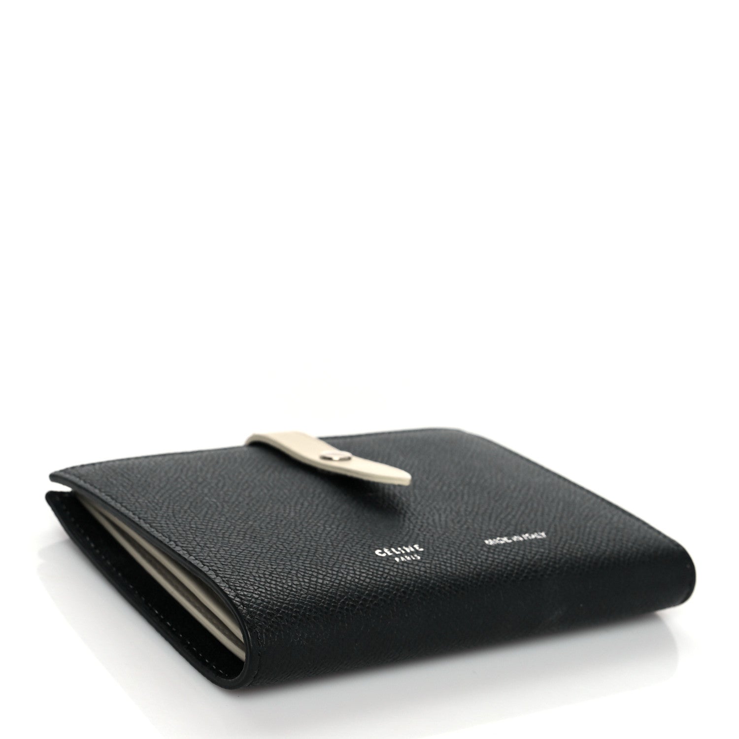 Celine Grained Calfskin Medium Multifunction Strap Wallet Black Chalk 3 of 10