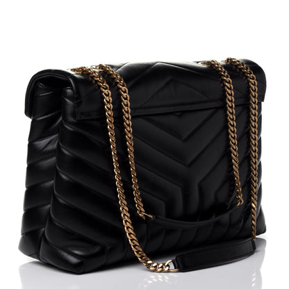 Saint Laurent Calfskin Y Quilted Monogram Medium Loulou Chain Satchel Black 2 of 4