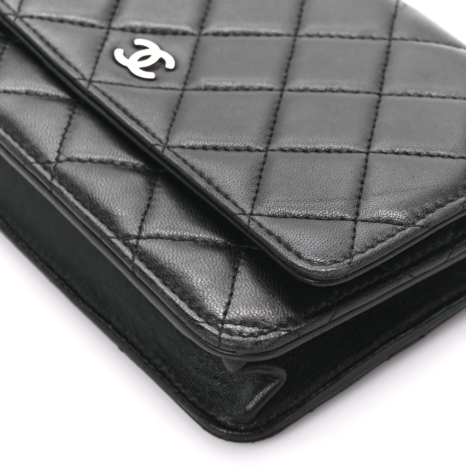 Chanel Lambskin Quilted Wallet On Chain WOC Black 11 of 11