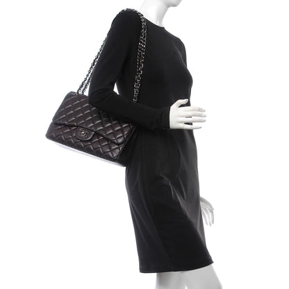 Chanel Lambskin Quilted Jumbo Double Flap Dark Purple 3 of 15