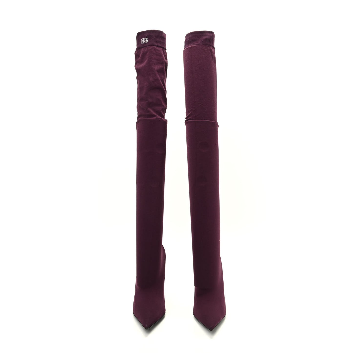 Spandex Pointed Toe Knife Thigh High Boots 38 Burgundy