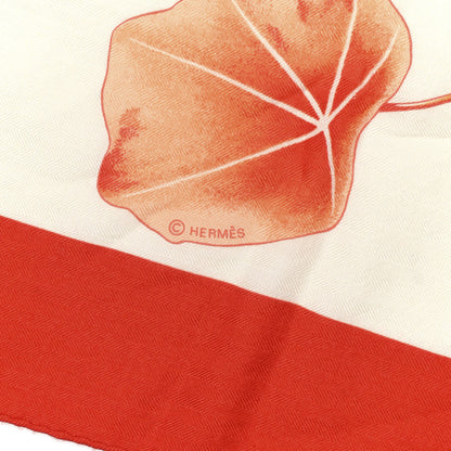 Hermes Cashmere Silk Les Capucines Shawl 140 Capucine Orange 4 of 6