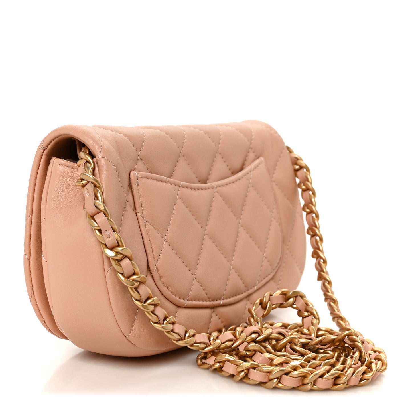 Calfskin Quilted Coco Mail Clutch With Chain Light Pink