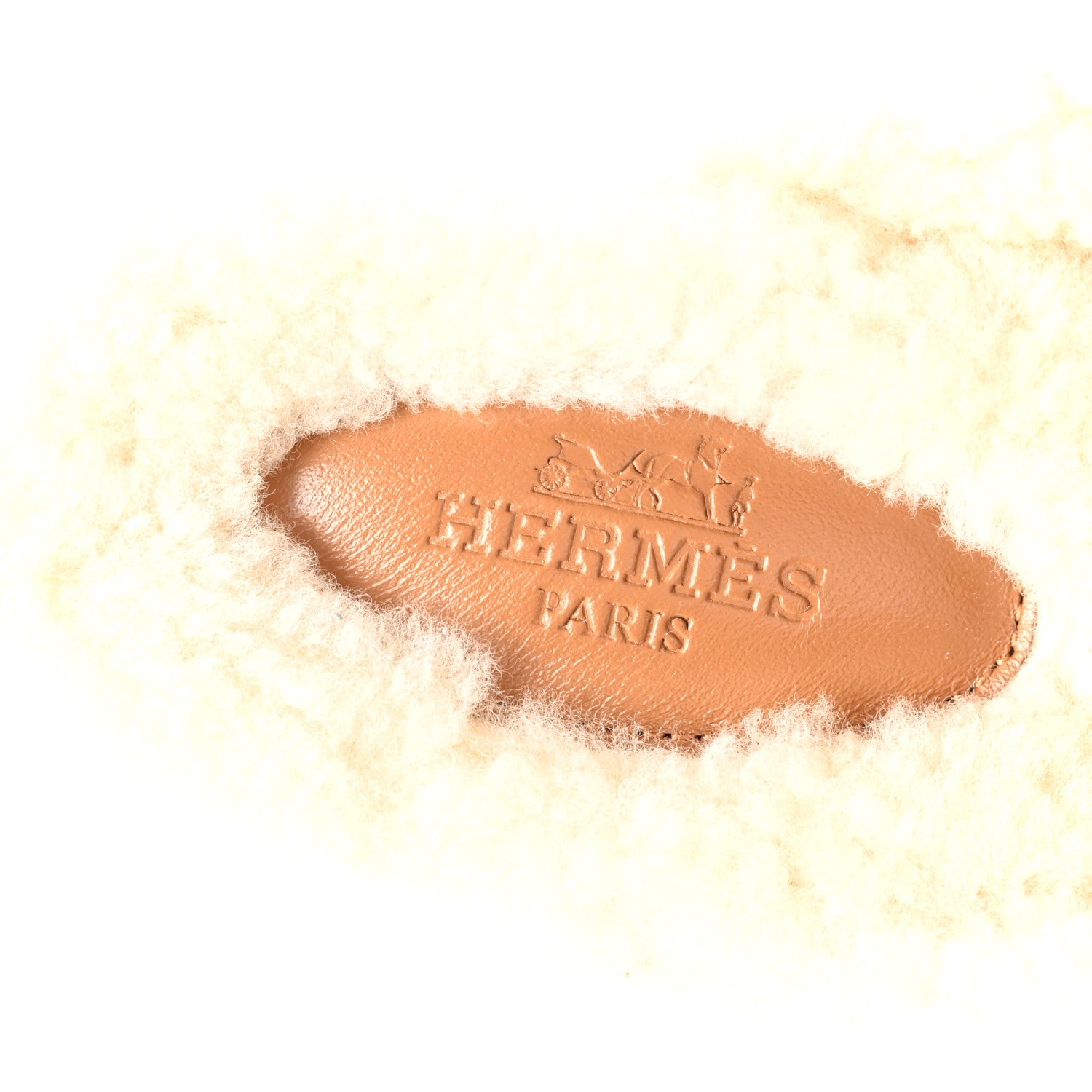 Hermes Suede Goatskin Woolskin Womens Oz Mules 38 Naturel 7 of 9
