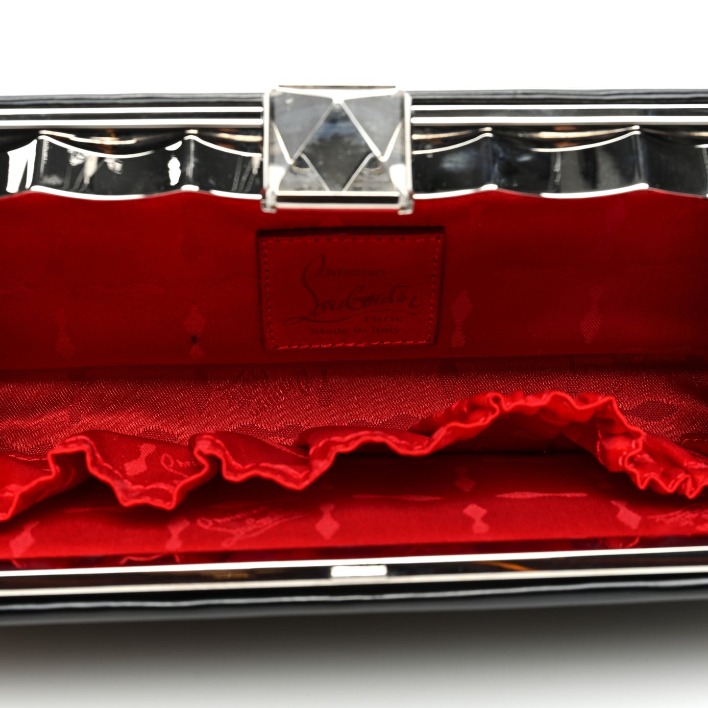 Patent Crystal Clutch Black