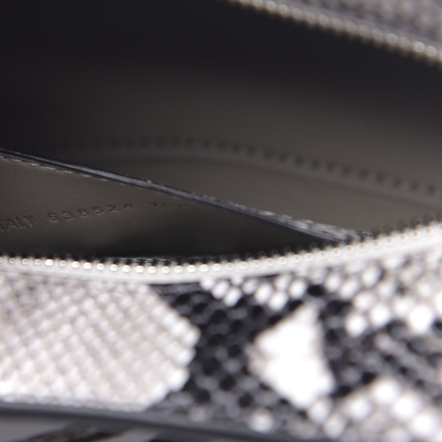 Grained Calfskin Snake Effect Neo Classic Silver Hardware Mini City Black White