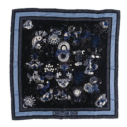 Christian Dior Silk Zodiac Fantastico Square Scarf Blue 1 of 3