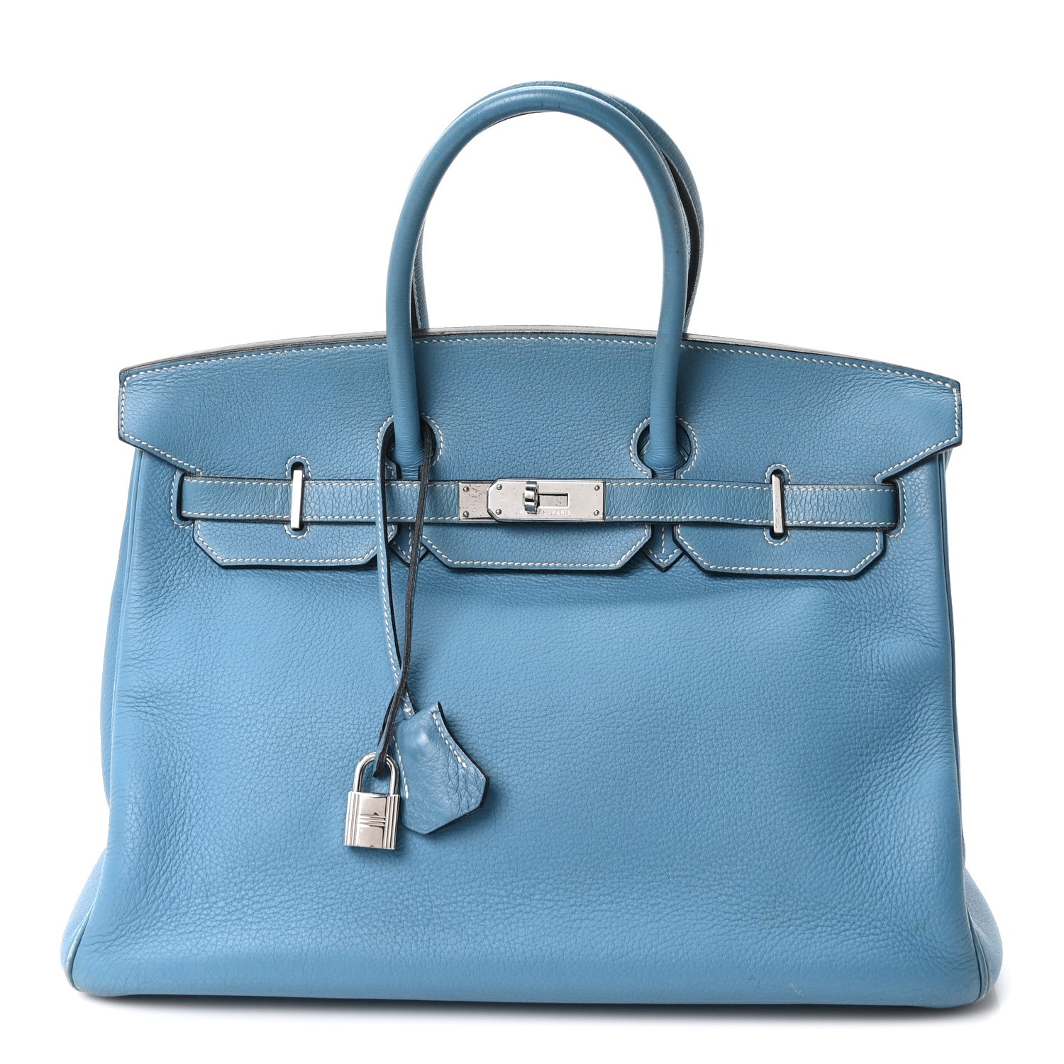 Hermes Taurillon Clemence BIRKIN 35 Blue Jean 1 of 10