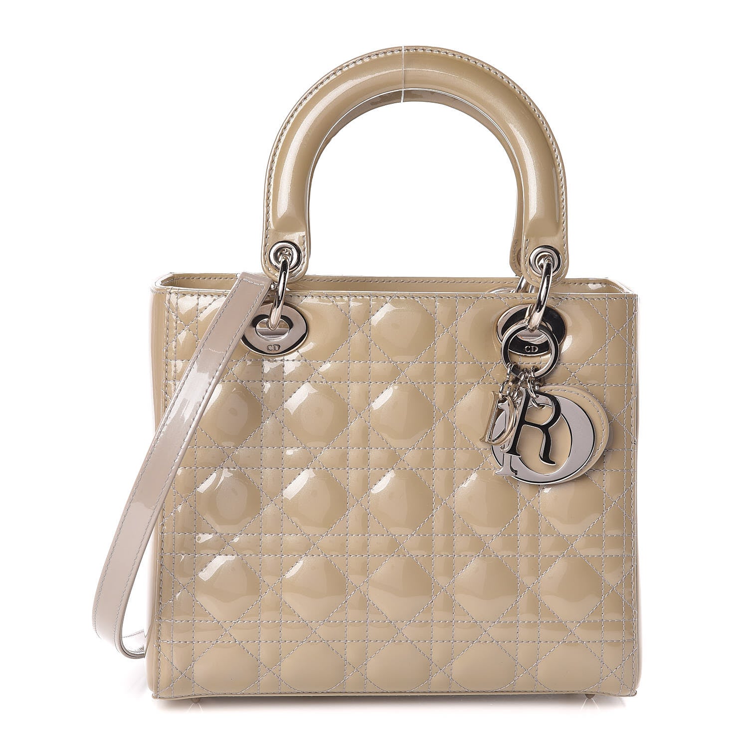 Christian Dior Pearlized Patent Cannage Medium Lady Dior Grey 1 of 10