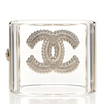 Chanel Resin Crystal Pearl CC Cuff Light Gold 3 of 6