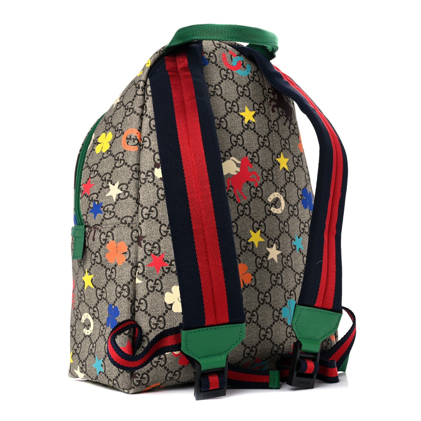 GG Supreme Monogram Ranch Childrens Backpack Beige Ebony Multicolor New Shamarock