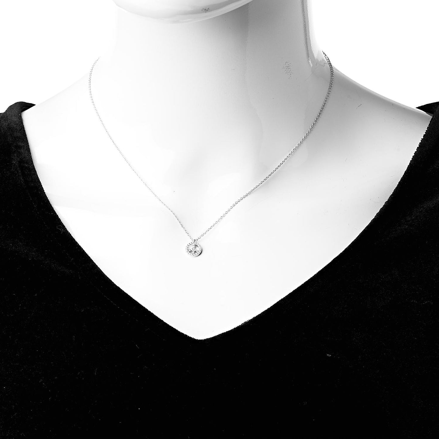 18K White Gold Diamond Metro Peace Pendant Necklace