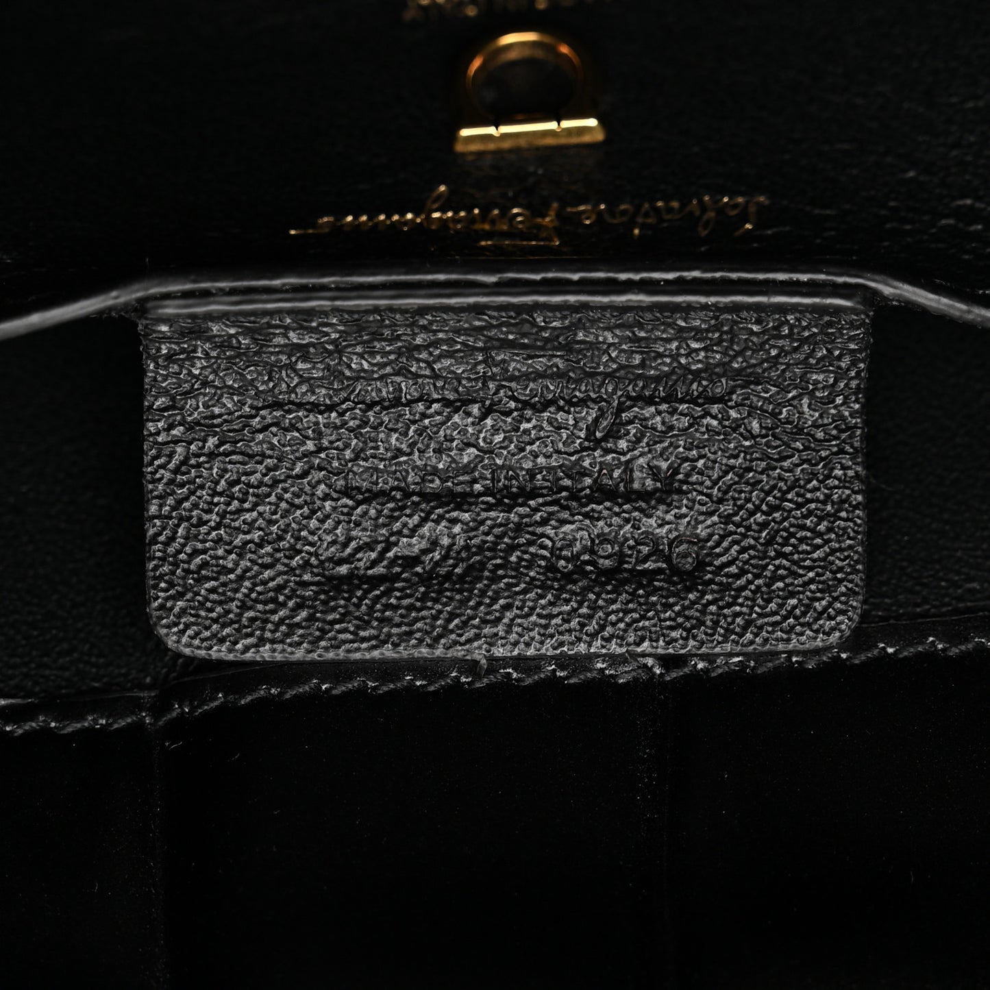 Calfskin Crocodile Embossed Trifolio Shoulder Bag Black