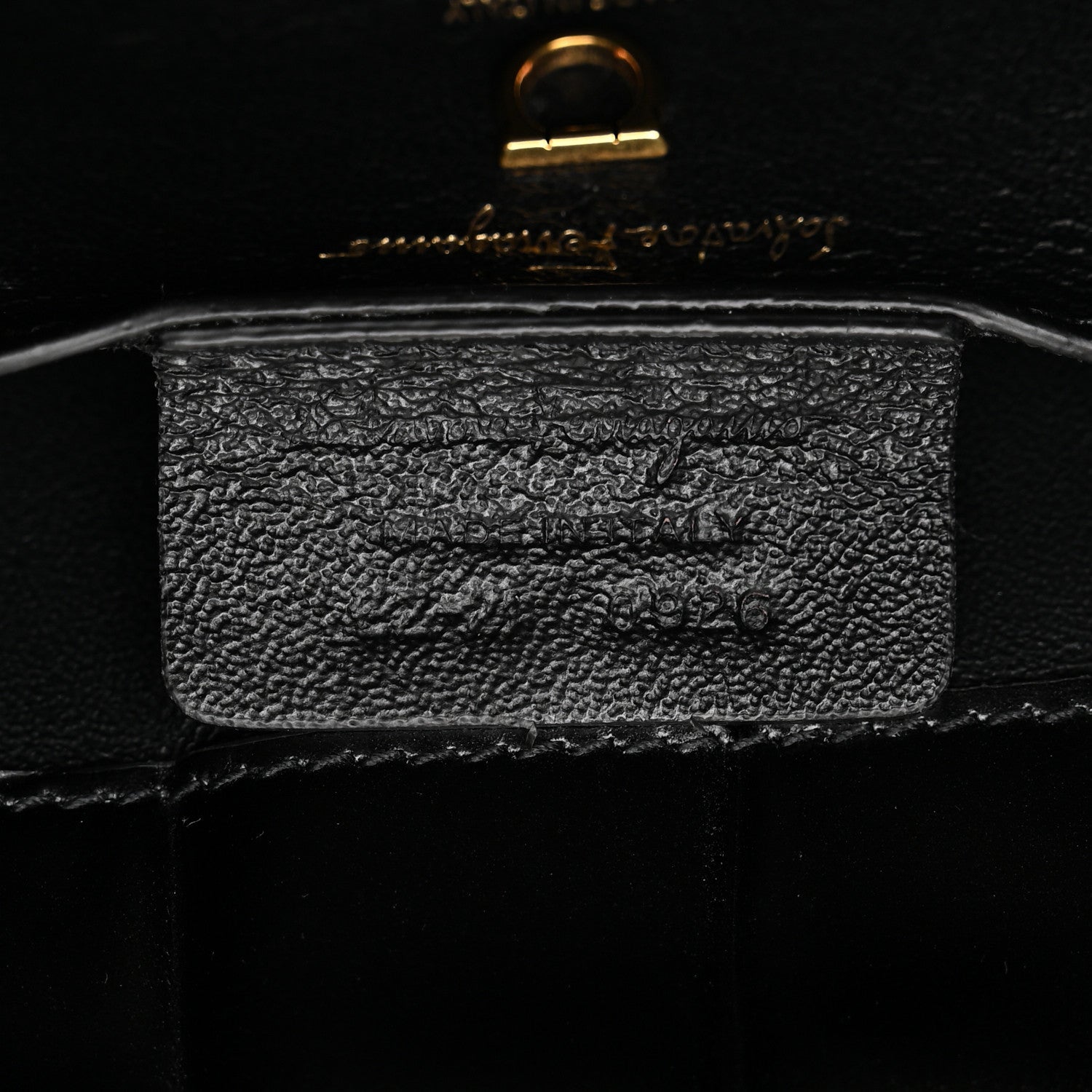 Salvatore Ferragamo Calfskin Crocodile Embossed Trifolio Shoulder Bag Black 7 of 10